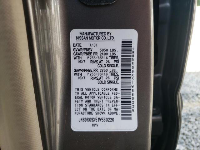 Photo 10 from auction – 2001 NISSAN PATHFINDER with VIN JN8DR09X51W580226