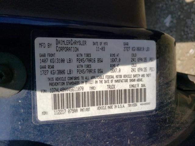 Photo 10 from auction – 2004 DODGE DAKOTA QUA with VIN 1D7HL48N44S611070