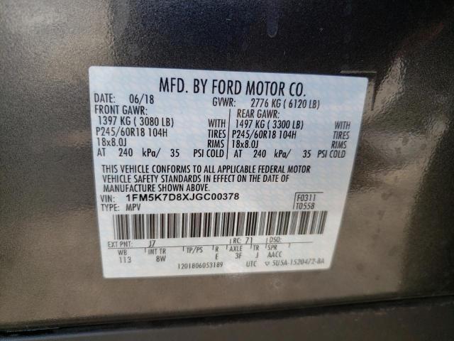Photo 10 from auction – 2018 FORD EXPLORER X with VIN 1FM5K7D8XJGC00378
