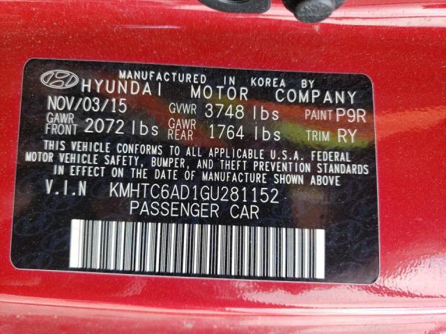 Photo 10 from auction – 2016 HYUNDAI VELOSTER with VIN KMHTC6AD1GU281152