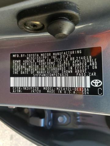 Photo 10 from auction – 2021 TOYOTA COROLLA SE with VIN 5YFP4MCE6MP076626