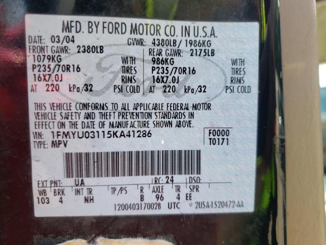 Photo 10 from auction – 2005 FORD ESCAPE XLT with VIN 1FMYU03115KA41286