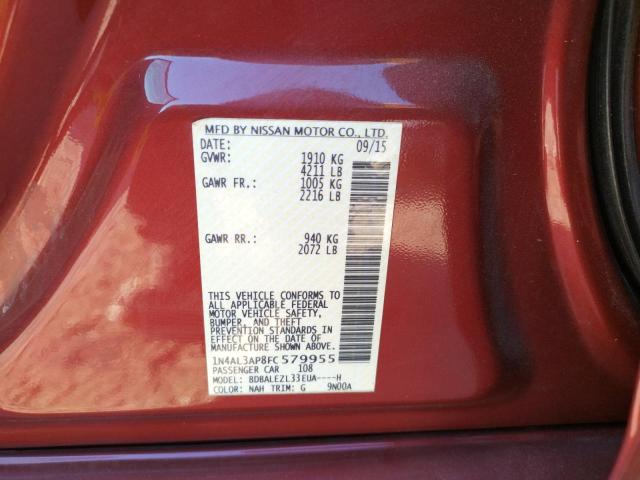 Photo 10 from auction – 2015 NISSAN ALTIMA 2.5 with VIN 1N4AL3AP8FC579955