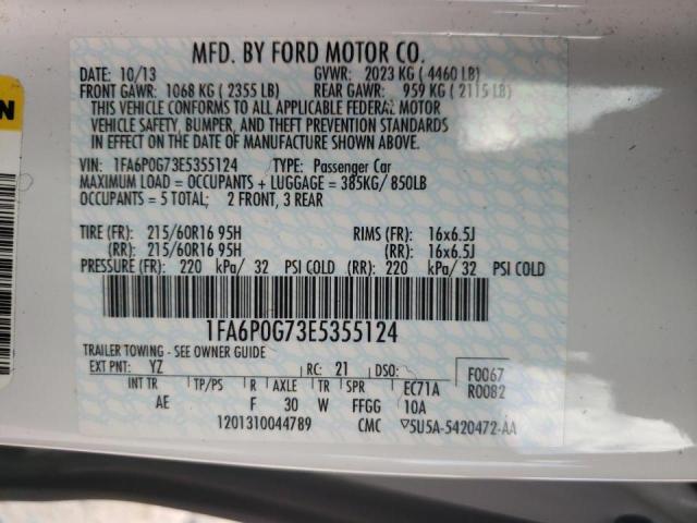 Photo 10 from auction – 2014 FORD FUSION S with VIN 1FA6P0G73E5355124
