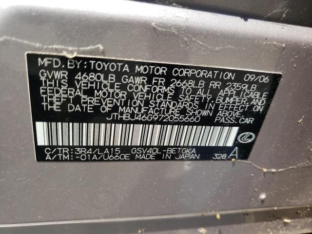 Photo 10 from auction – 2007 LEXUS ES 350 with VIN JTHBJ46G972055660