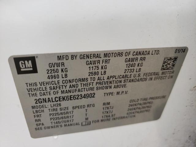 Photo 10 from auction – 2014 CHEVROLET EQUINOX LT with VIN 2GNALCEK6E6234902