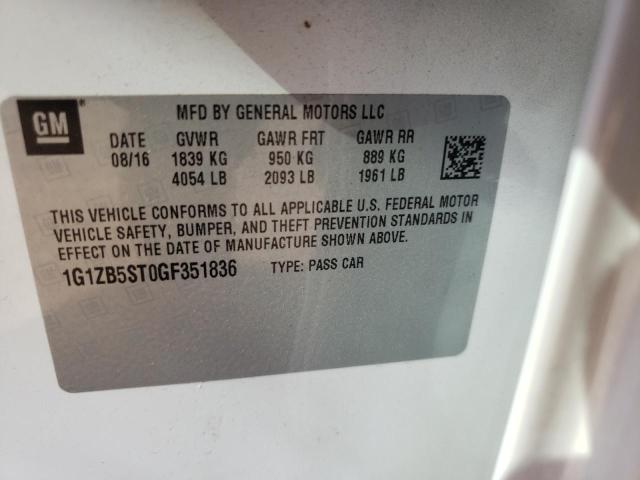 Photo 10 from auction – 2016 CHEVROLET MALIBU LS with VIN 1G1ZB5ST0GF351836