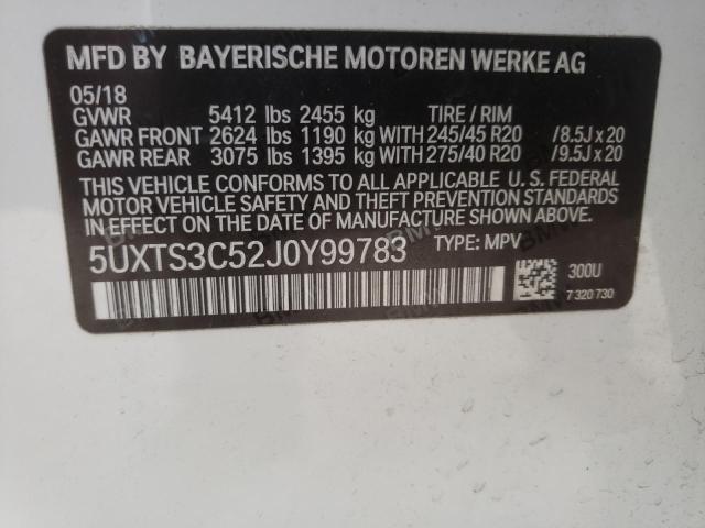 Photo 10 from auction – 2018 BMW X3 XDRIVEM with VIN 5UXTS3C52J0Y99783