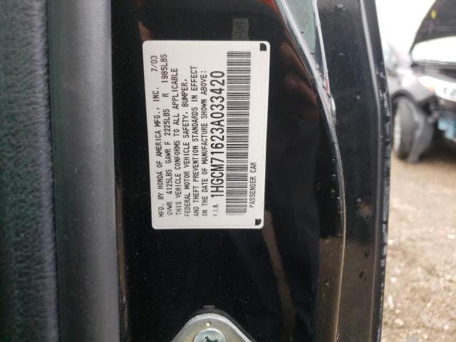 Photo 10 from auction – 2003 HONDA ACCORD EX with VIN 1HGCM71623A033420