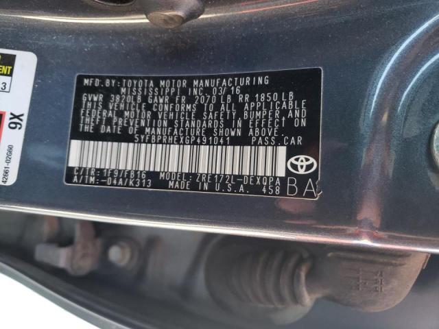 Photo 10 from auction – 2016 TOYOTA COROLLA EC with VIN 5YFBPRHEXGP491041