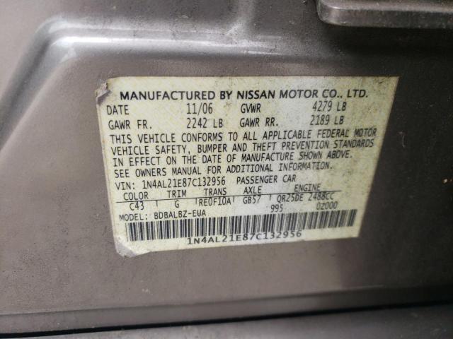 Photo 10 from auction – 2007 NISSAN ALTIMA 2.5 with VIN 1N4AL21E87C132956