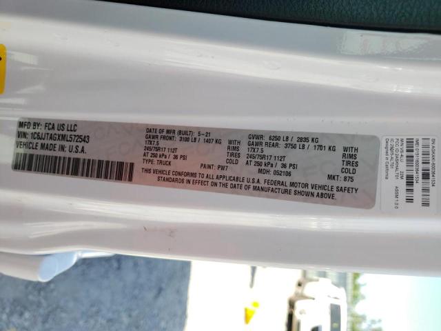Photo 10 from auction – 2021 JEEP GLADIATOR with VIN 1C6JJTAGXML572543