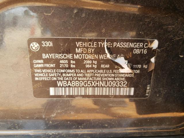 Photo 10 from auction – 2017 BMW 330 I with VIN WBA8B9G5XHNU09332
