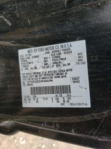 Photo 10 from auction – 2004 FORD RANGER with VIN 1FTYR10D24PA84496