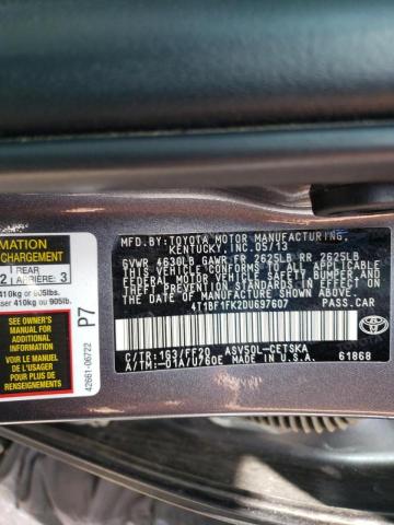 Photo 10 from auction – 2013 TOYOTA CAMRY L with VIN 4T1BF1FK2DU697607