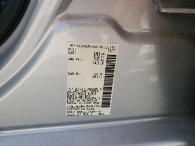 Photo 10 from auction – 2021 NISSAN ALTIMA S with VIN 1N4BL4BV9MN366358
