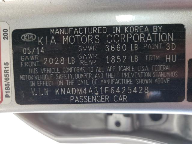Photo 10 from auction – 2015 KIA RIO LX with VIN KNADM4A31F6425428