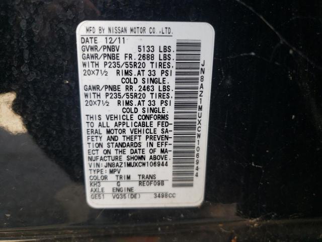 Photo 10 from auction – 2012 NISSAN MURANO S with VIN JN8AZ1MUXCW106944
