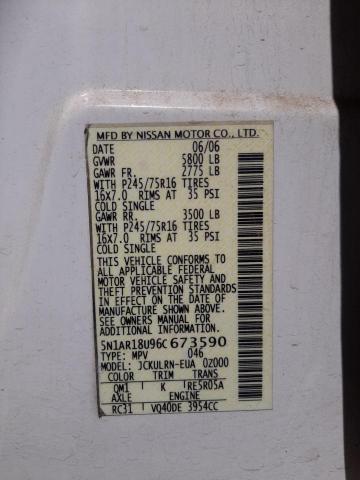 Photo 10 from auction – 2006 NISSAN PATHFINDER with VIN 5N1AR18U96C673590
