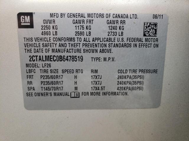 Photo 10 from auction – 2011 GMC TERRAIN SL with VIN 2CTALMEC0B6478519