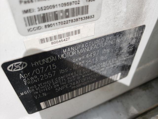 Photo 10 from auction – 2015 HYUNDAI SONATA SE with VIN 5NPE24AF0FH218929
