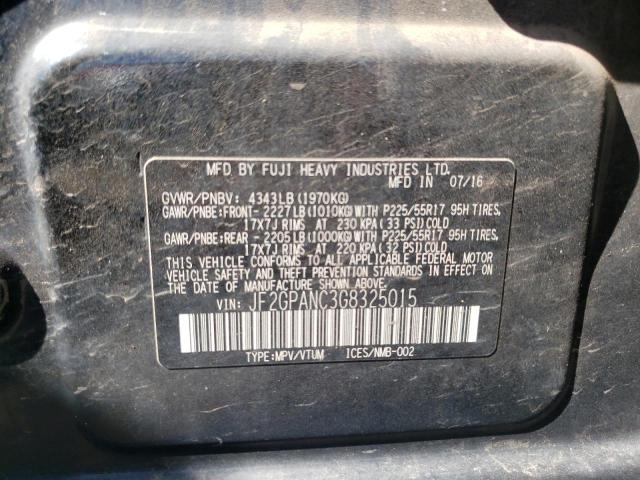 Photo 10 from auction – 2016 SUBARU CROSSTREK with VIN JF2GPANC3G8325015