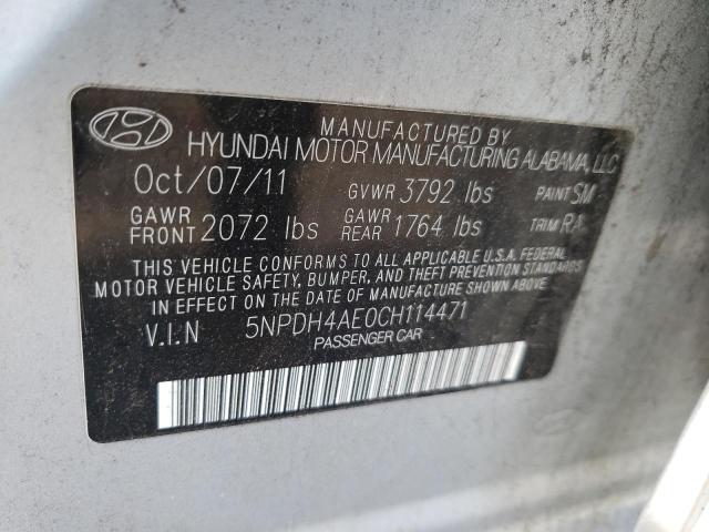 Photo 10 from auction – 2012 HYUNDAI ELANTRA GL with VIN 5NPDH4AE0CH114471