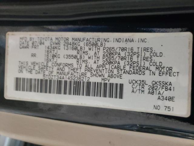 Photo 10 from auction – 2004 TOYOTA SEQUOIA SR with VIN 5TDZT34A14S236212