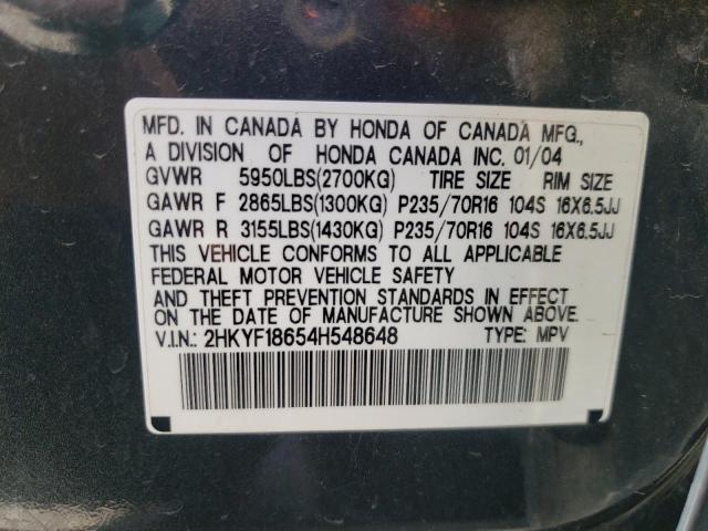 Photo 10 from auction – 2004 HONDA PILOT EXL with VIN 2HKYF18654H548648