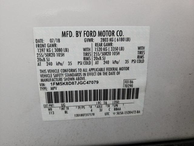 Photo 10 from auction – 2018 FORD EXPLORER X with VIN 1FM5K8D87JGC47079