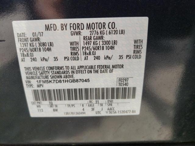 Photo 10 from auction – 2017 FORD EXPLORER X with VIN 1FM5K7D81HGB87045