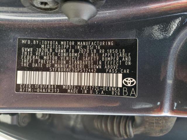 Photo 10 from auction – 2016 TOYOTA COROLLA L with VIN 5YFBURHE2GP512442