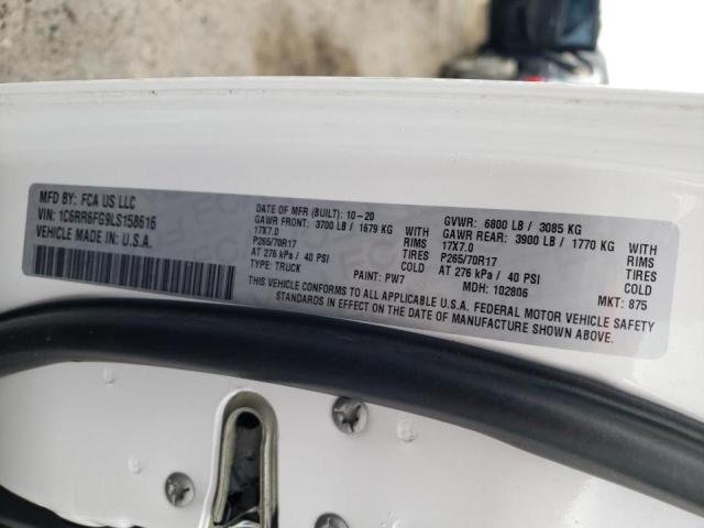 Photo 10 from auction – 2020 RAM 1500 CLASS with VIN 1C6RR6FG9LS158616