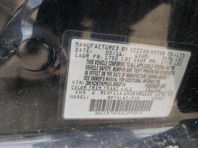 Photo 10 from auction – 2016 NISSAN VERSA S with VIN 3N1CN7AP5GL895214