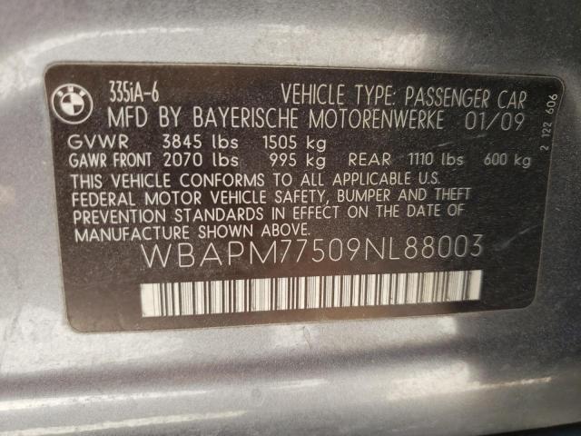 Photo 10 from auction – 2009 BMW 335 I with VIN WBAPM77509NL88003