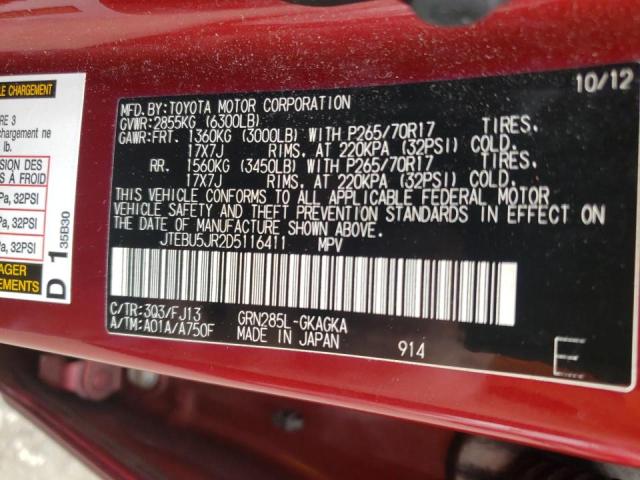 Photo 10 from auction – 2013 TOYOTA 4RUNNER SR with VIN JTEBU5JR2D5116411