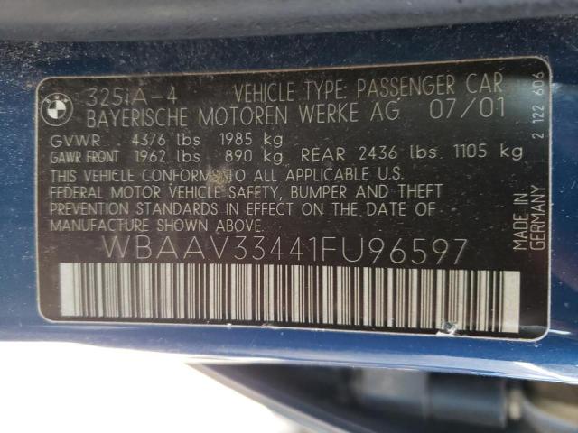 Photo 10 from auction – 2001 BMW 325 I with VIN WBAAV33441FU96597