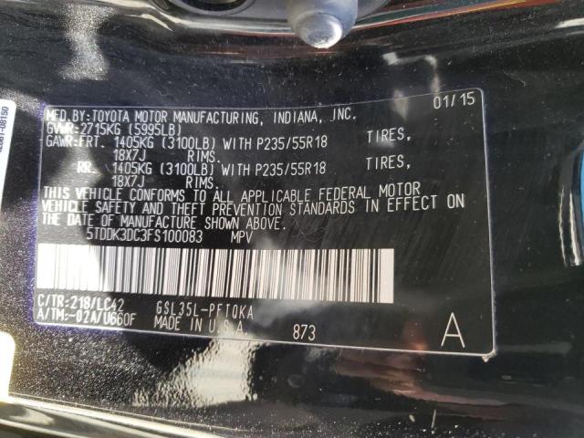 Photo 10 from auction – 2015 TOYOTA SIENNA XLE with VIN 5TDDK3DC3FS100083