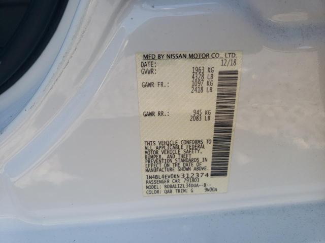 Photo 10 from auction – 2019 NISSAN ALTIMA SL with VIN 1N4BL4EV0KN312374