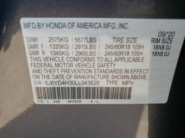 Photo 10 from auction – 2020 ACURA MDX with VIN 5J8YD4H30LL043626