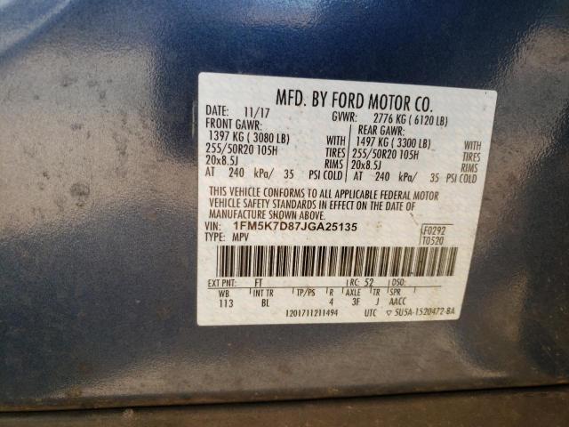 Photo 10 from auction – 2018 FORD EXPLORER X with VIN 1FM5K7D87JGA25135