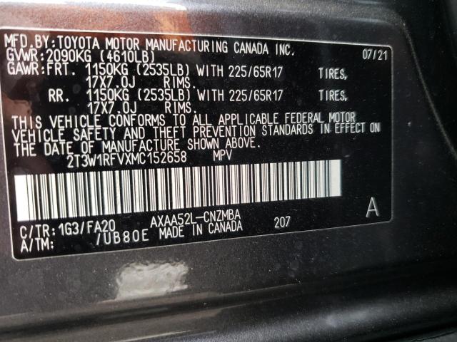 Photo 10 from auction – 2021 TOYOTA RAV4 XLE with VIN 2T3W1RFVXMC152658