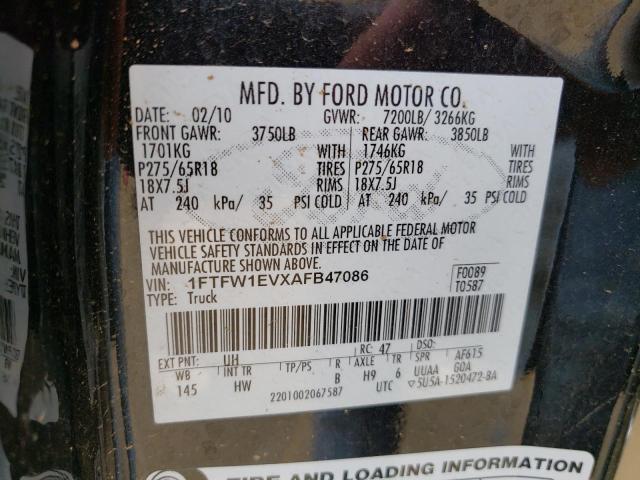 Photo 10 from auction – 2010 FORD F150 SUPER with VIN 1FTFW1EVXAFB47086