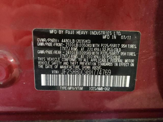 Photo 10 from auction – 2011 SUBARU FORESTER 2 with VIN JF2SHBDC9BH774769