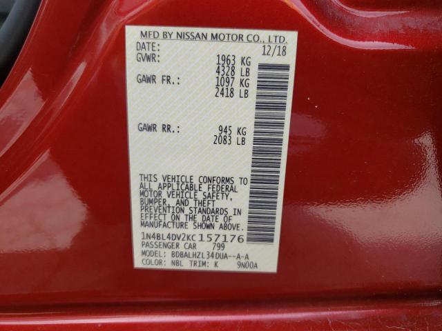 Photo 10 from auction – 2019 NISSAN ALTIMA SV with VIN 1N4BL4DV2KC157176