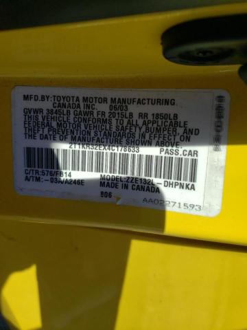 Photo 10 from auction – 2004 TOYOTA COROLLA MA with VIN 2T1KR32EX4C178633