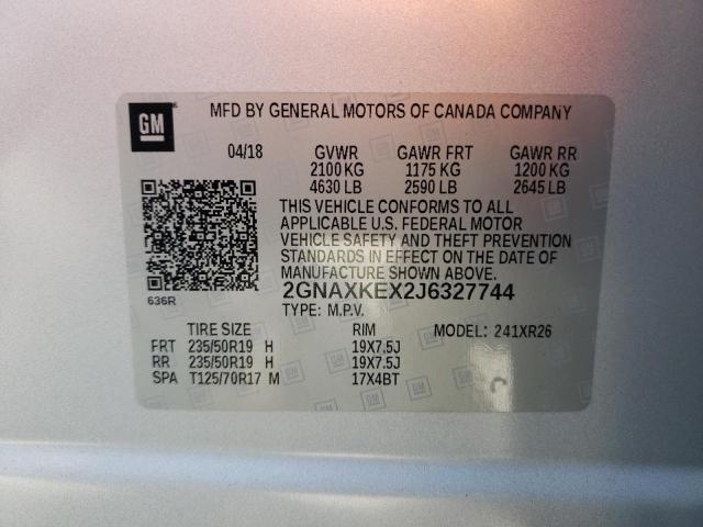 Photo 10 from auction – 2018 CHEVROLET EQUINOX LT with VIN 2GNAXKEX2J6327744