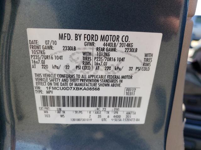 Photo 10 from auction – 2011 FORD ESCAPE XLT with VIN 1FMCU0D7XBKA08568