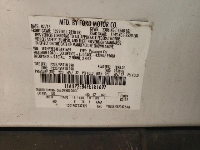 Photo 10 from auction – 2015 FORD TAURUS SEL with VIN 1FAHP2E84FG181697