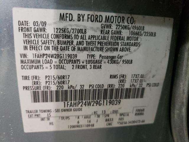 Photo 10 from auction – 2009 FORD TAURUS SEL with VIN 1FAHP24W29G119039
